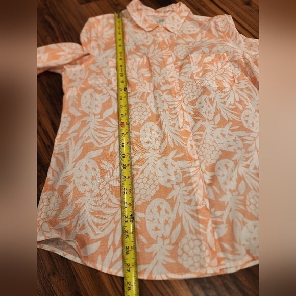 Craft & Borrow Roll Up Sleeve Button Down Pineapple Shirt - Picture 7 of 11